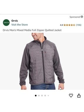 Orvis Men’s Mixed Media Full Zipper Quilted Jacket